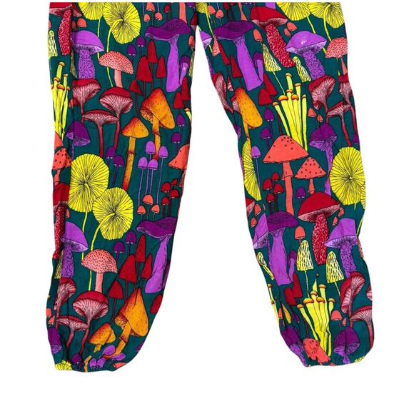 KATHMANDU IMPORTS Mushroom Hippie Pants Drawstring Boho Colorful Festival Sz S - Picture 3 of 8